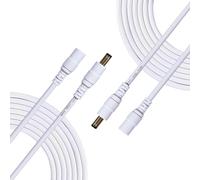 2 x 10 m DC Power Extension Cable 2.5 mm x 5.5 mm DC Plug Male to Female Extension Cable Connector for Mains Adapter,CCTV Camera Power and More-White