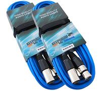 2 x 10 mètres keepdrum MC-001 X X BL Câble Micro Bleu XLR femelle/XLR mâle