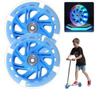 2 X 100mm Pu Led Replacement Wheels With Abec 9 Ball Bearings For All Scooters With 100mm Wheels - Blue