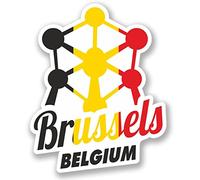 DestinationVinyl 2 x 10 cm/100 mm Bruxelles Belgique Autocollant Vinyle Auto-adhésif pour Ordinateur Portable Voyage Chariot à Bagages Cool Signe Amusant #4347