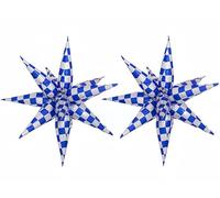2 x 12 ballons en aluminium irisé bleu argenté en forme d'étoile à carreaux / fête de voiture de course / Talla*dega Nights 1er anniversaire / thème galaxie / Las Vegas Casino Bar Party / fête des