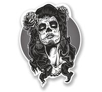 2 x 15 cm Stickers Muraux en vinyle brillant ? Sugar Skull Face Lady fille Zombie # 6667 pour ordinateur portable - 11cm Wide x 15cm Tall