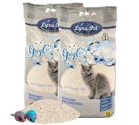 2 x 15 litres Lyra Pet® GreyCat® Litière pour chat Bentonite avec charbon actif + 2 souris