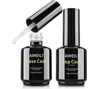 2 X 15 Ml No Wipe Top And Base Coat Semi-Permanent Uv Led Gel Nail Polish, Ultra Bright Finish, Long-Lasting