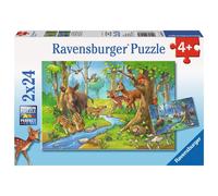 2 x 24 pièces Ravensburger Kinder Puzzle Animaux de la forêt 09117