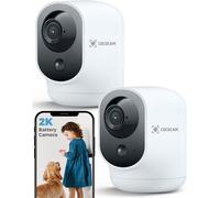 2 X 2k Wireless Pan/Tilt Wifi Surveillance Camera With 5200 Mah Battery, For Baby/Pets/Home Security, Ai Recognition, Human Pir Detection, 2.4g Wi-Fi