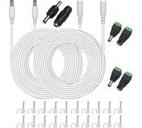 2 x 3 m Extension Cord DC 2.1 mm x 5.5 mm Male to Female Connector for AC Adapter,LED,CCTV Camera Power,Car,Monitors,and More-White