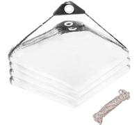 2 x 3 m Transparent Tarpaulin with Eyelets 400 g/m² Waterproof PVC Tarpaulin Outdoor Protective Tarpaulin with 10 m Rope for Gardens,Greenhouses,Plants,Pools,Garages