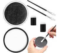2 x 30 g de maquillage Halloween noir et blanc avec 2 pinceaux et 2 pinceaux pour les doigts, maquillage Halloween à base d'eau, maquillaged théâtre, peinture pour le visage vampire,zombie,carnaval