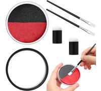 2 x 30 g de maquillage Halloween rouge, noir et blanc avec 2 pinceaux et 2 pinceaux pour les doigts, maquillage Halloween à base d'eau, maquillages de théâtre, peinture visage monstre, clown,carnaval