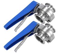 2 x 38 mm SS304 en acier inoxydable sanitaire 3,8 cm Tri Clamp Vanne papillon à presser Déclencheur