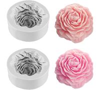 2 X 3d Diy Silicone Candle Moulds,Flower Soap Moulds,Silicone Candle Moulds In The Shape Of Pink Flower 3d For Soy Wax,Beeswax,Aromatherapy,Soap.[W364]