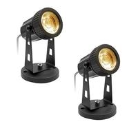 2 x 3W Spots de Jardin Éclairage de Jardin Blanc Chaud 3000K avec interrupteur, Mini Lampe de à LED non étanche IP20 avec 1,8m de câble avec fiche pour plantes, couloir, intérieur