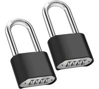 2 X 4-Digit Code Padlock,52 Mm Outdoor Padlock,Waterproof,Robust And Anti-Theft,8 Mm Latch Combination Padlock,Exterior Garage Door Locker,For Courses,Doors,Fences,Lockers-Long