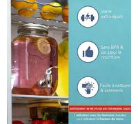 2 x 4L Distributeur De Boissons En Verre, Distributeur D'eau Et De Jus De Fruits En Verre Avec Support En Métal, Pichet D'eau Avec Robinet Parfait Pour Les Fêtes,Mariages,Anniversaires Ce distributeur
