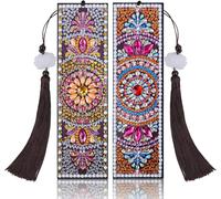 2 X 5d Diy Mandala Diamond Painting Bookmarks,Diamond Embroidery Bookmark Kit With Leather Tassel,Painting By Number Kit For Birthday And Graduation