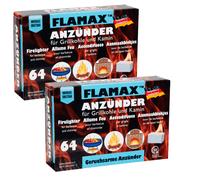 2 X 64 Flamax Cubes D'Allumage Sans Odeur Pour Charbon De Barbecue Et Allume-Feu