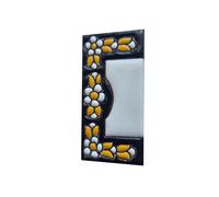 2 x 7,5 cm x 2,5 cm Carreaux de Numéro de Maison en Céramique Florale Orange et Noir Espagnol avec Symboles & Cadres en Filigrane Métallique (Extrémité)