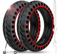2 x 8.5 Inch Full Electric Scooter Tyres Compatible with Xiaomi M365 / M365 Pro / 1S / Pro 2/3 / 3 Lite/Essential, 8 1/2 x2 Replacement Wheel for Scooter (Red)