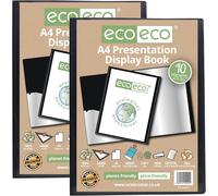 2 x A4 50% Recycled 10 Pocket Display Book-Black