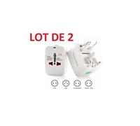 2 X Adaptateur secteur de voyage multi-pays 220V / 110V AU US UK EU + Housse