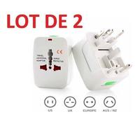 2 X Adaptateur secteur prise de voyage multi-pays 220V / 110V AU US UK EU - Straße Tech ®