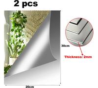 2 X Adhesive Wall Mirrors, 2 Mm, Adhesive Wall Mirror, Mirror, Acrylic Mirror, Square Mirror, Adhesive Mirror, For Bathrooms, Living Rooms, Bedrooms, 20 X 30 Cm