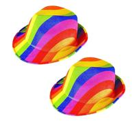 2 X Adulte Arc en Ciel Feutre Fedora Gay Pride Lgbt + Fête Festival Fancy