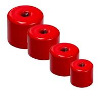 2 x Aimant cylindrique en AlNiCo Ø 12,5 mm x 16 mm avec filetage intérieur M4 x 6, laqué rouge - tient 2 kg - 2 pièces - Aimants grappin cylindriques taraudé pour l'industrie et la maison