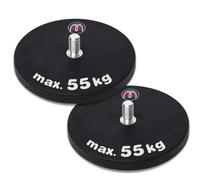 2 x Aimant Néodyme caoutchouté avec goupille filetée Ø 88 mm - Filetage M8 - Force d'adhérence 55 kg - 2 pièces - Base magnétique avec revêtement caoutchouc et tige filetée