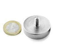 2 x Aimant plat en Néodyme Ø 32,0 x 7,0 mm avec filetage M6 x 10 - tient 35 kg - 2 pièces - Aimants avec base en métal avec tige filetée