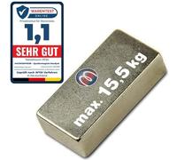 2 x Aimant rectangulaire Bloc magnétique 40 x 15 x 10mm Néodyme (NdFeB) Nickelé - Force 15,5 kg - Parallélépipède magnétique - 2 pièces - Aimants super puissants pour l'industrie et la maison