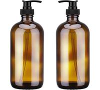 2 X Amber Glass Soap Dispensers,500 Ml Empty Pump Bottle,Reusable Shampoo Dispenser With Pump Head,Empty Pump Bottle For Soaps,Lotions,Detergents