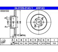 2 x ATE 24.0109-0143.1 Disque de frein pour HONDA
