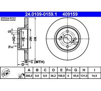 2 x ATE 24.0109-0159.1 Disque de frein pour TOYOTA
