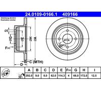 2 x ATE 24.0109-0166.1 Disque de frein pour NISSAN