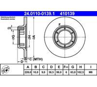 2 x ATE 24.0110-0139.1 Disque de frein pour RENAULT