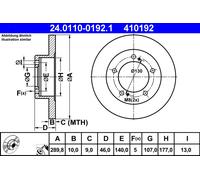 2 x ATE 24.0110-0192.1 Disque de frein pour SUZUKI