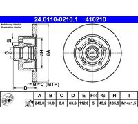 2 x ATE 24.0110-0210.1 Disque de frein pour AUDI