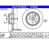 2 x ATE 24.0110-0225.1 Disque de frein pour OPEL,VAUXHALL