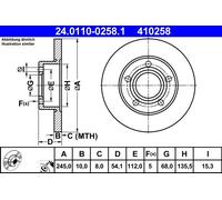 2 x ATE 24.0110-0258.1 Disque de frein pour AUDI