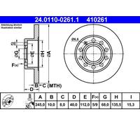 2 x ATE 24.0110-0261.1 Disque de frein pour AUDI,SEAT