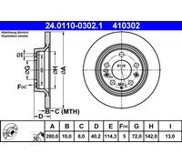 2 x ATE 24.0110-0302.1 Disque de frein pour MAZDA