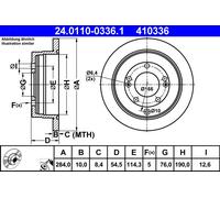 2x Disque de frein plein 24.0110-0336.1 ATE pour HYUNDAI GRANDEUR