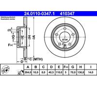 2 x ATE 24.0110-0347.1 Disque de frein pour OPEL,VAUXHALL