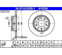 2 x ATE 24.0110-0359.1 Disque de frein pour ALFA ROMEO