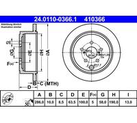 2 x ATE 24.0110-0366.1 Disque de frein pour ,SUBARU,TOYOTA
