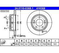 2 x ATE 24.0110-0368.1 Disque de frein pour HYUNDAI,KIA