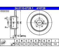 2 x ATE 24.0110-0728.1 Disque de frein pour SUBARU