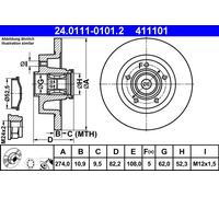 2 x ATE 24.0111-0101.2 Disque de frein pour RENAULT
